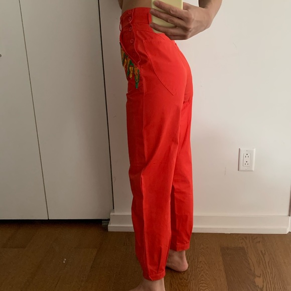 Vintage Enrico Coveri Orange Cotton Pants Small - Picture 3 of 5